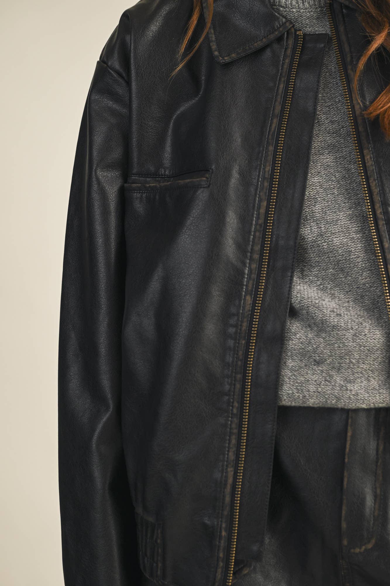 Midnight Washed (Faux) Leather Jacket