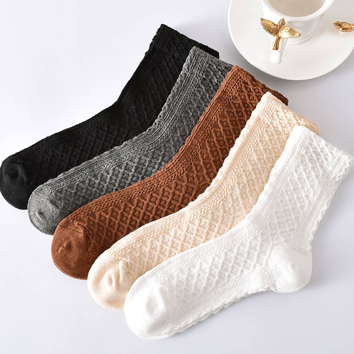 Classic Solid Color Retro Cotton Socks (Multiple Colors)