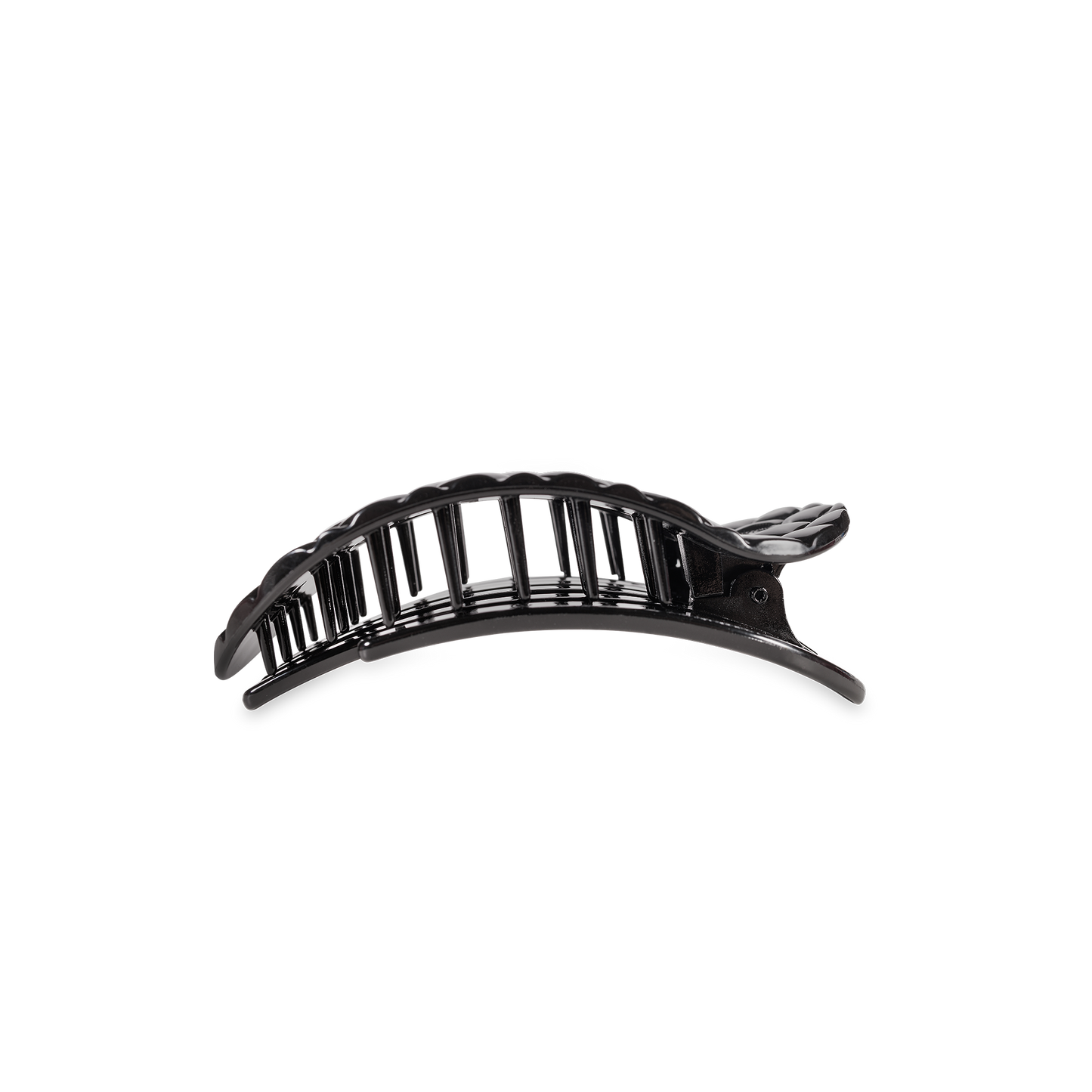 Flat Round Hair Clip | Jet Black Quilted |Small