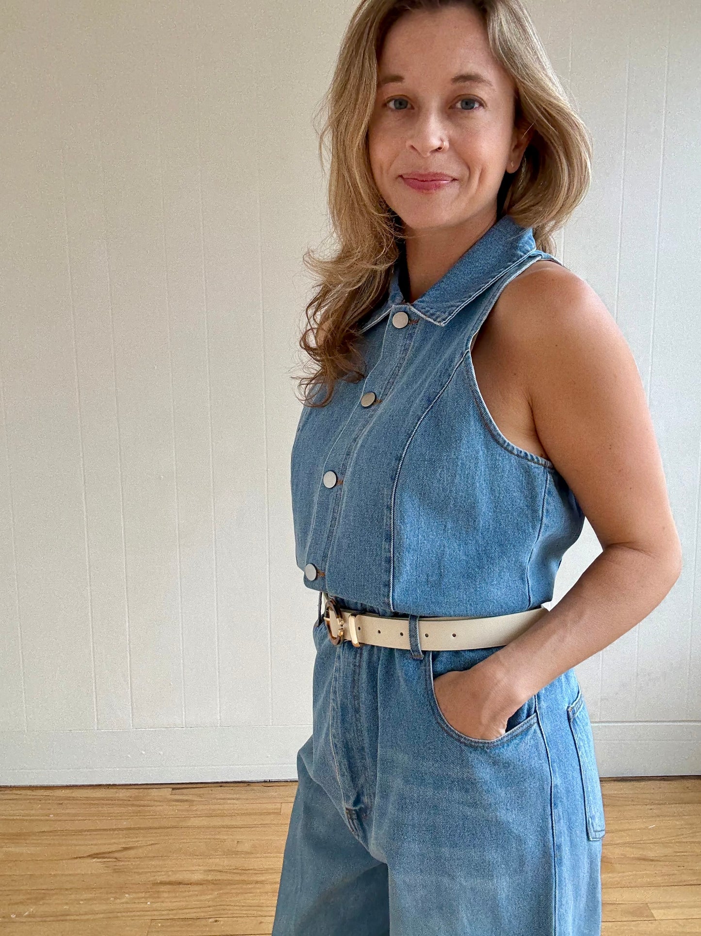 Iris Wide Leg Denim Jumpsuit