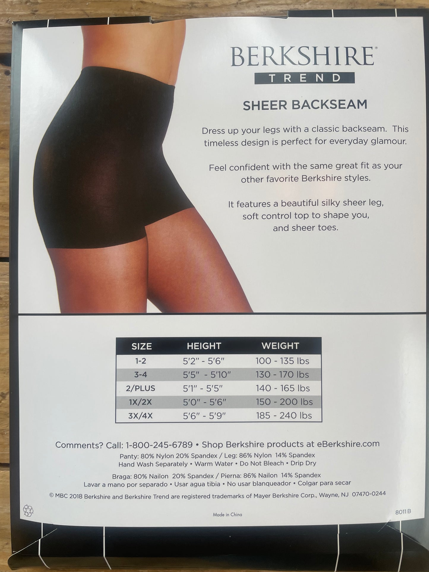 Backseam Silky Sheer Control Top Pantyhose - Fantasy Black / 1X-2X