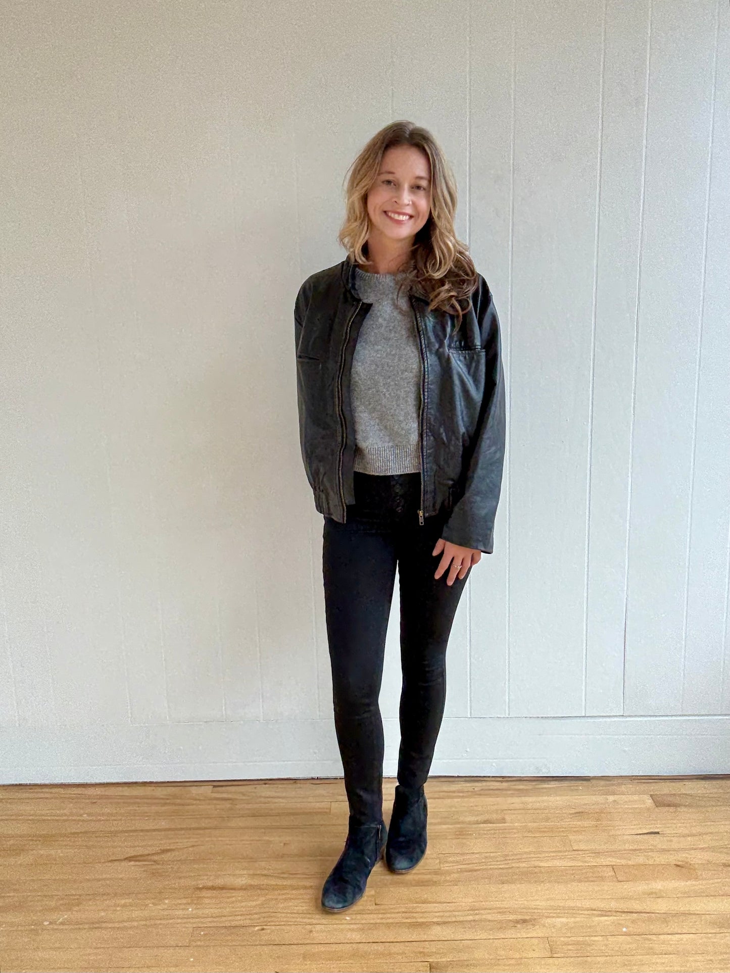 Midnight Washed (Faux) Leather Jacket