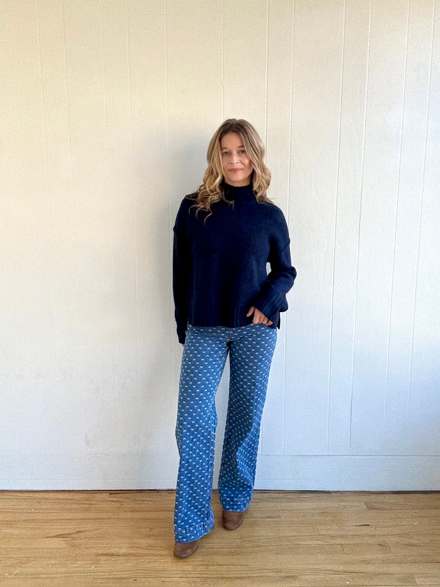 Jordan Mock Neck Sweater (Navy)