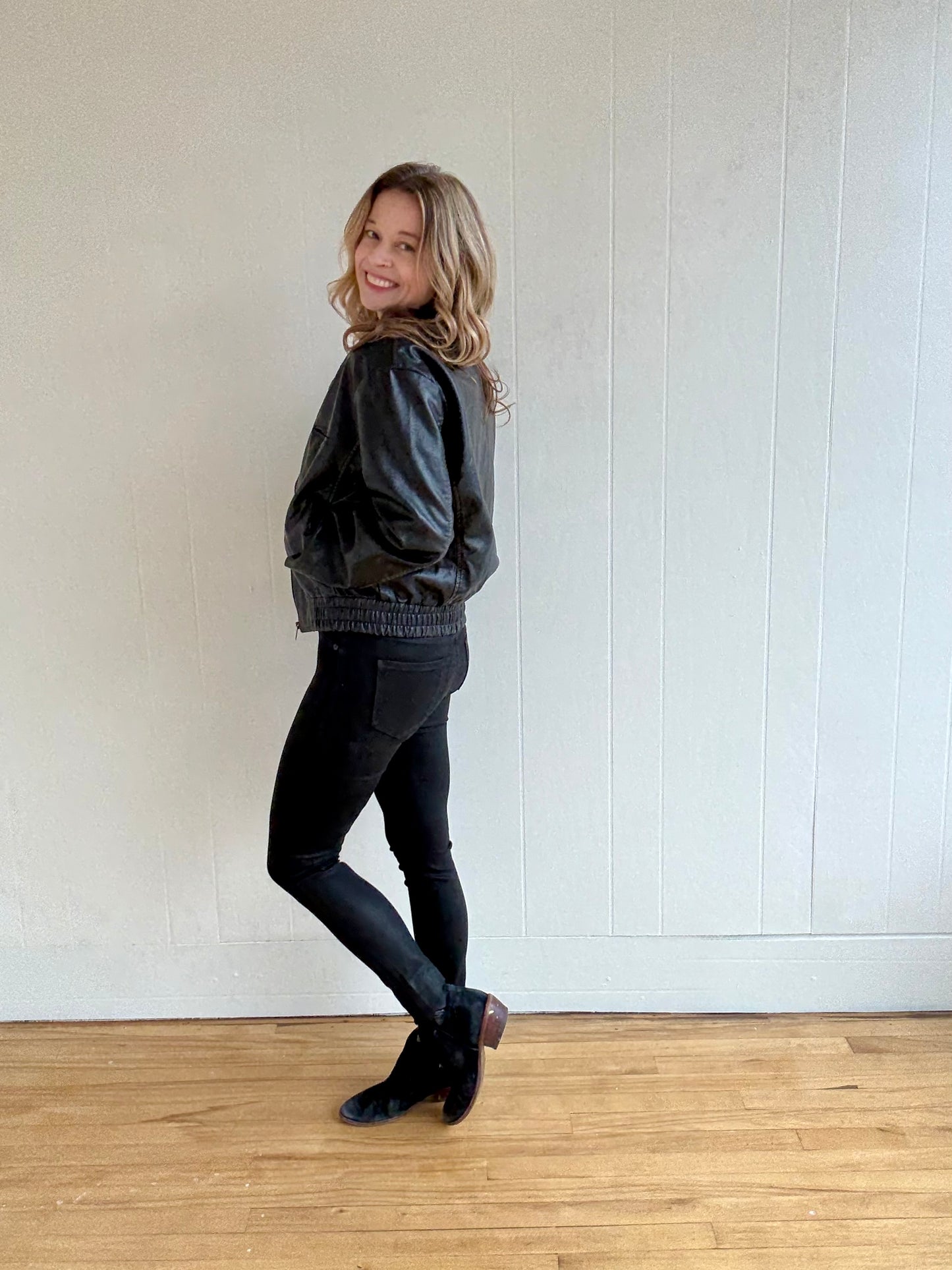 Midnight Washed (Faux) Leather Jacket