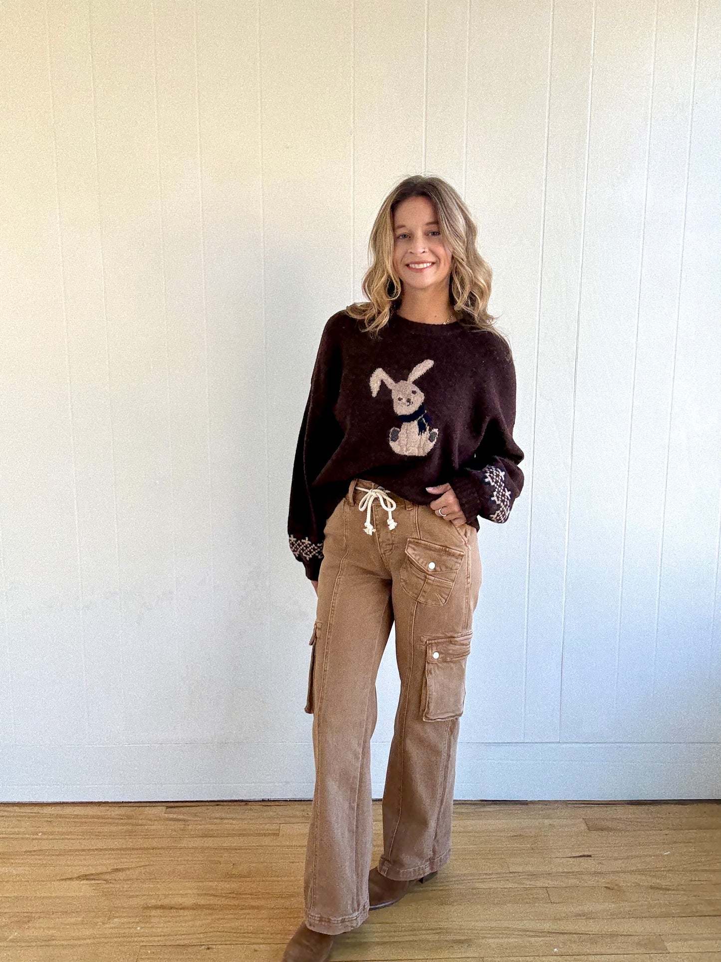 Bunny Jacquard Crewneck Sweater