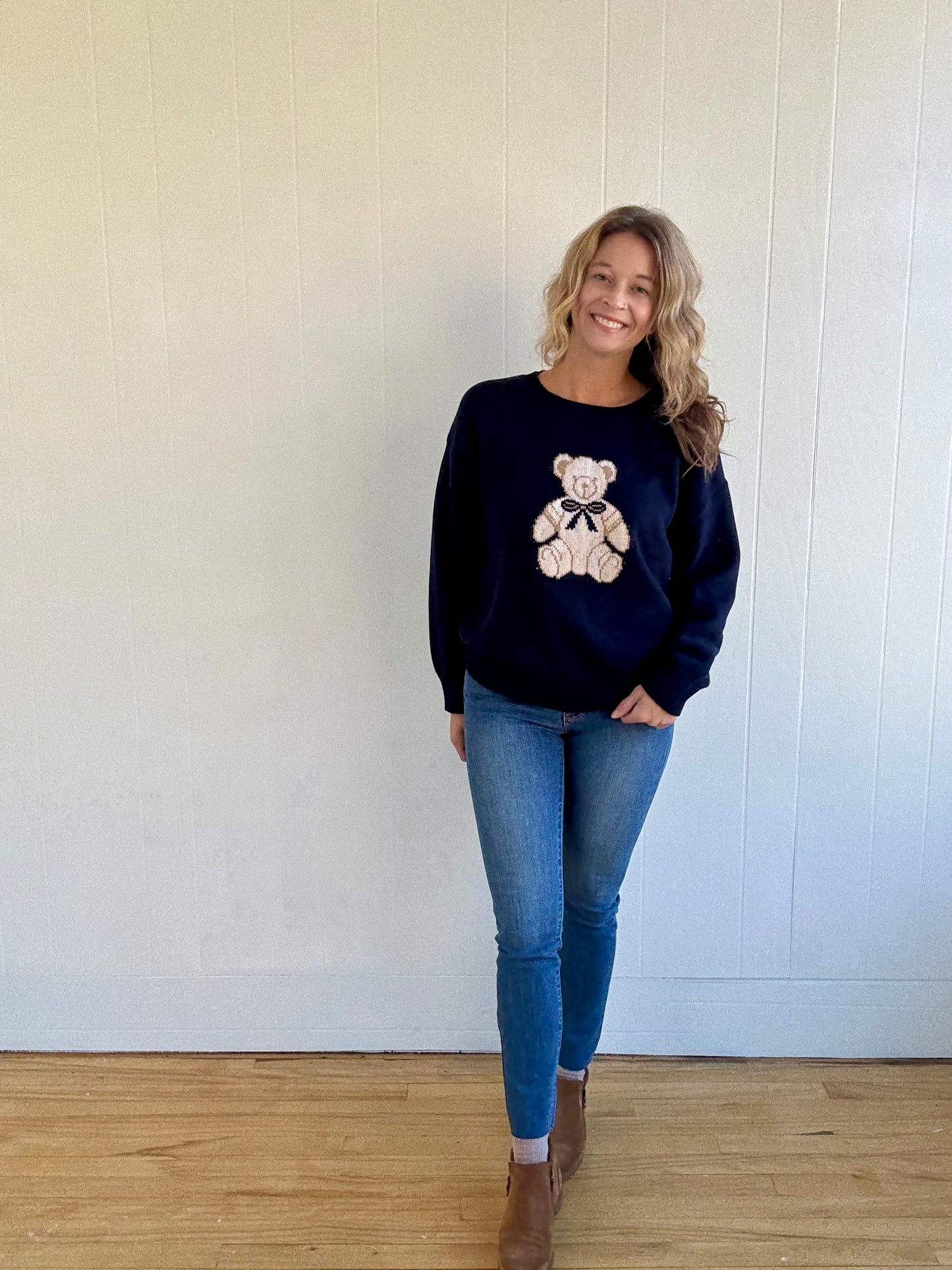 Teddy Jacquard Crewneck Sweater