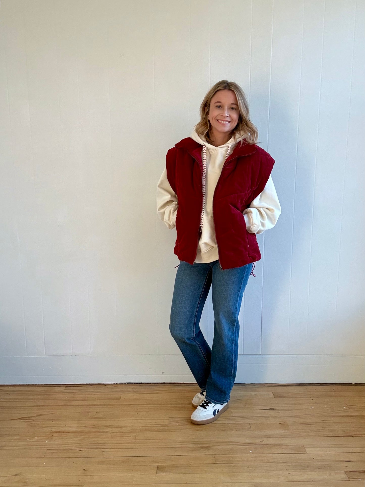 Corduroy Puff Vest (Wine)