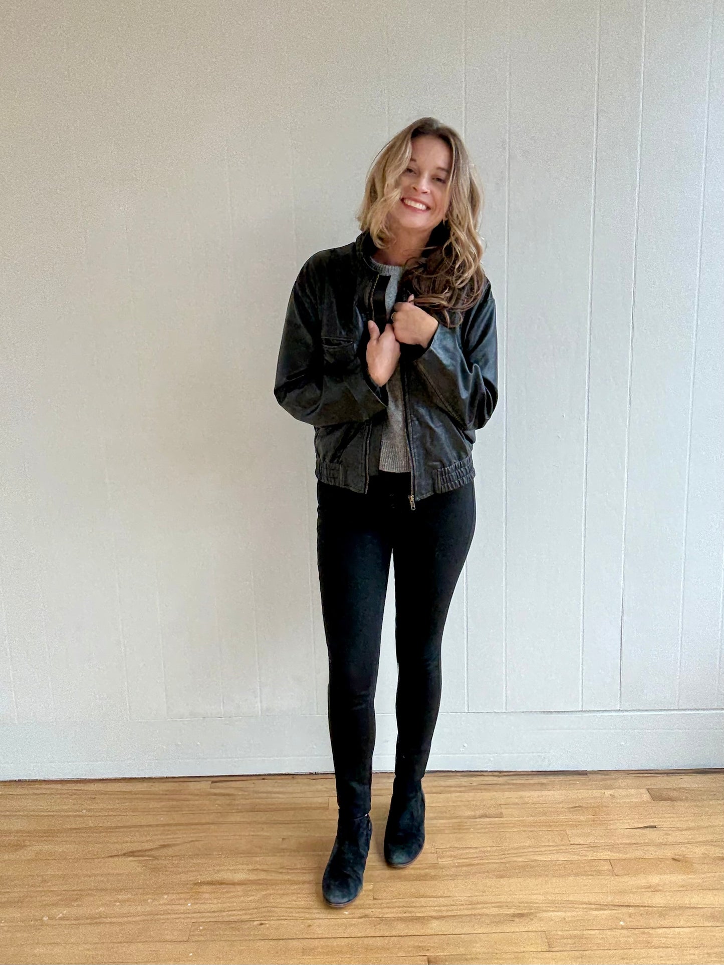 Midnight Washed (Faux) Leather Jacket