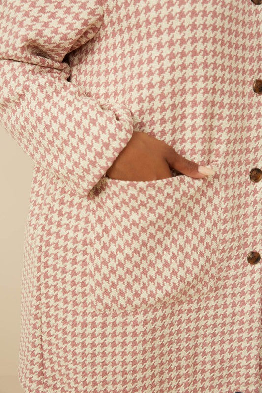 Houndstooth Patch Pocket Coat (Plus)