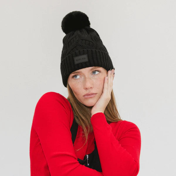 Ida Cable Knit Beanie (Black)