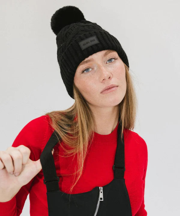 Ida Cable Knit Beanie (Black)