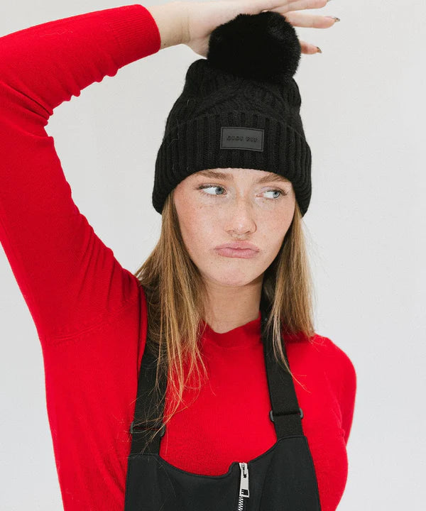 Ida Cable Knit Beanie (Black)