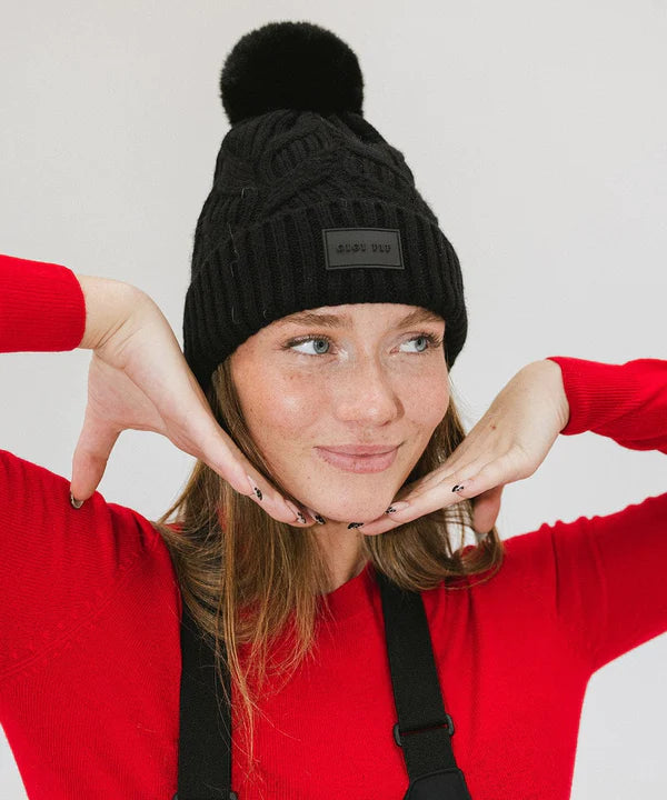 Ida Cable Knit Beanie (Black)