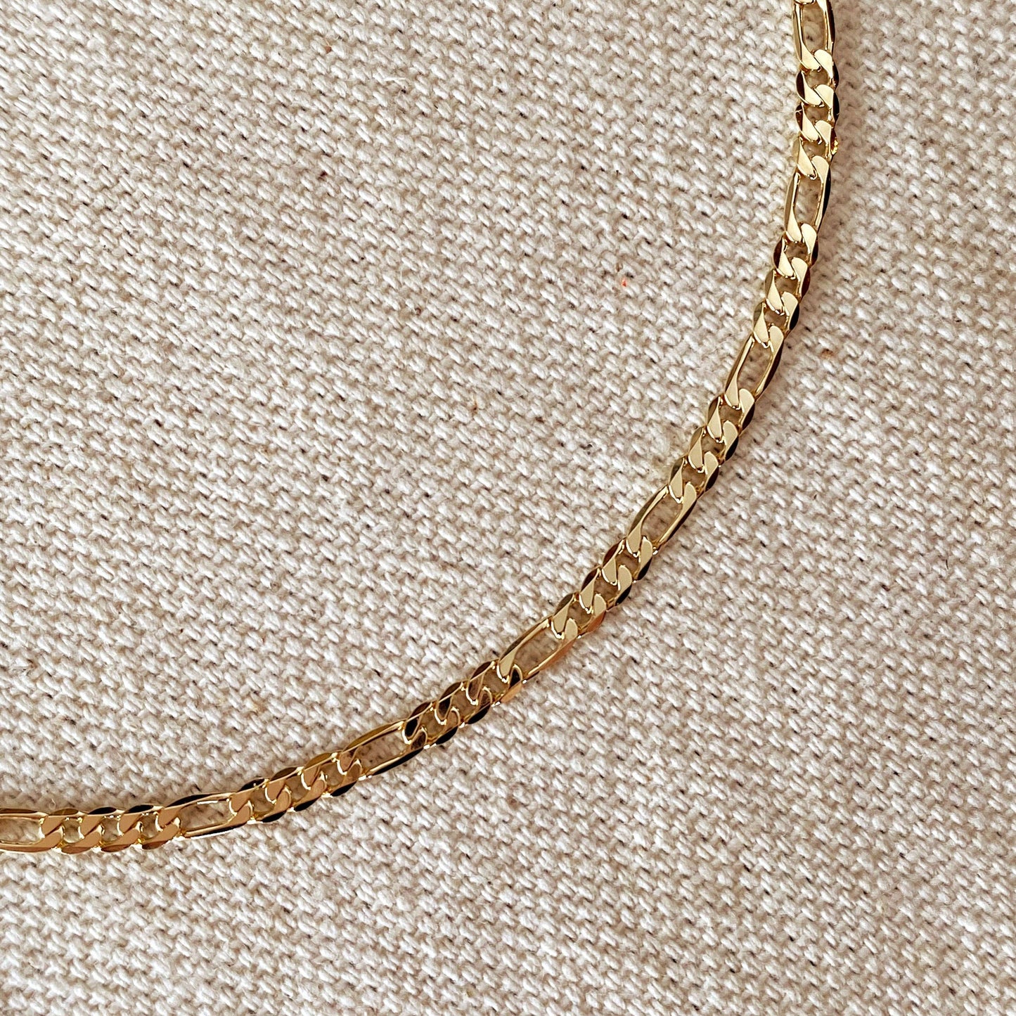 Flat Figaro Chain Anklet, 18k Gold Filled (9 inches)