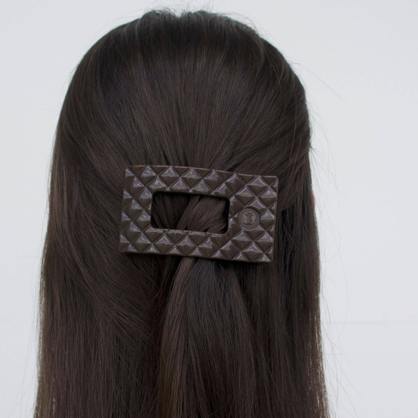 Flat Rectangle Hair Clip | Truly Taupe Quilted |Small