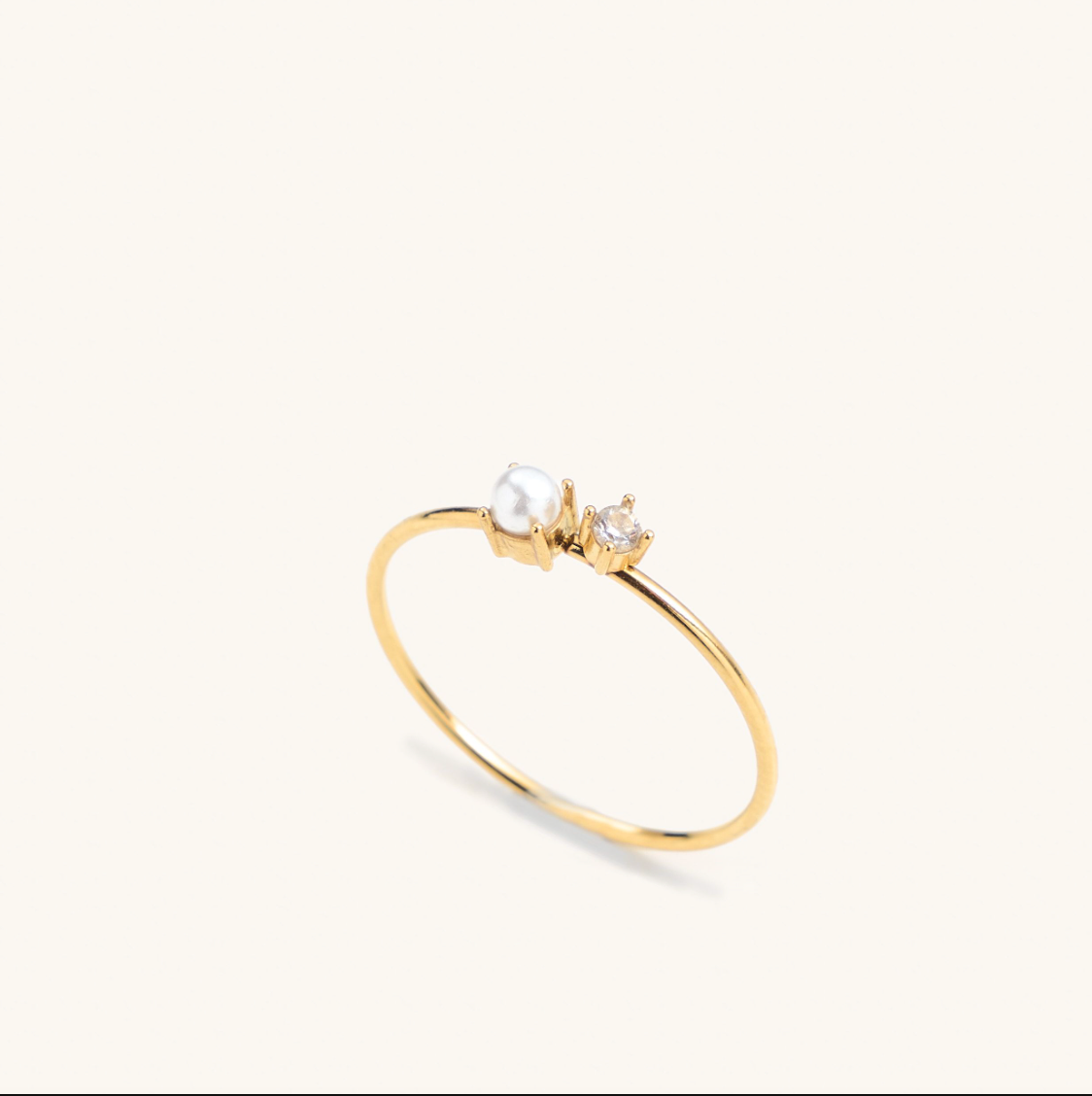 Pearl & Crystal Ring, Size 8