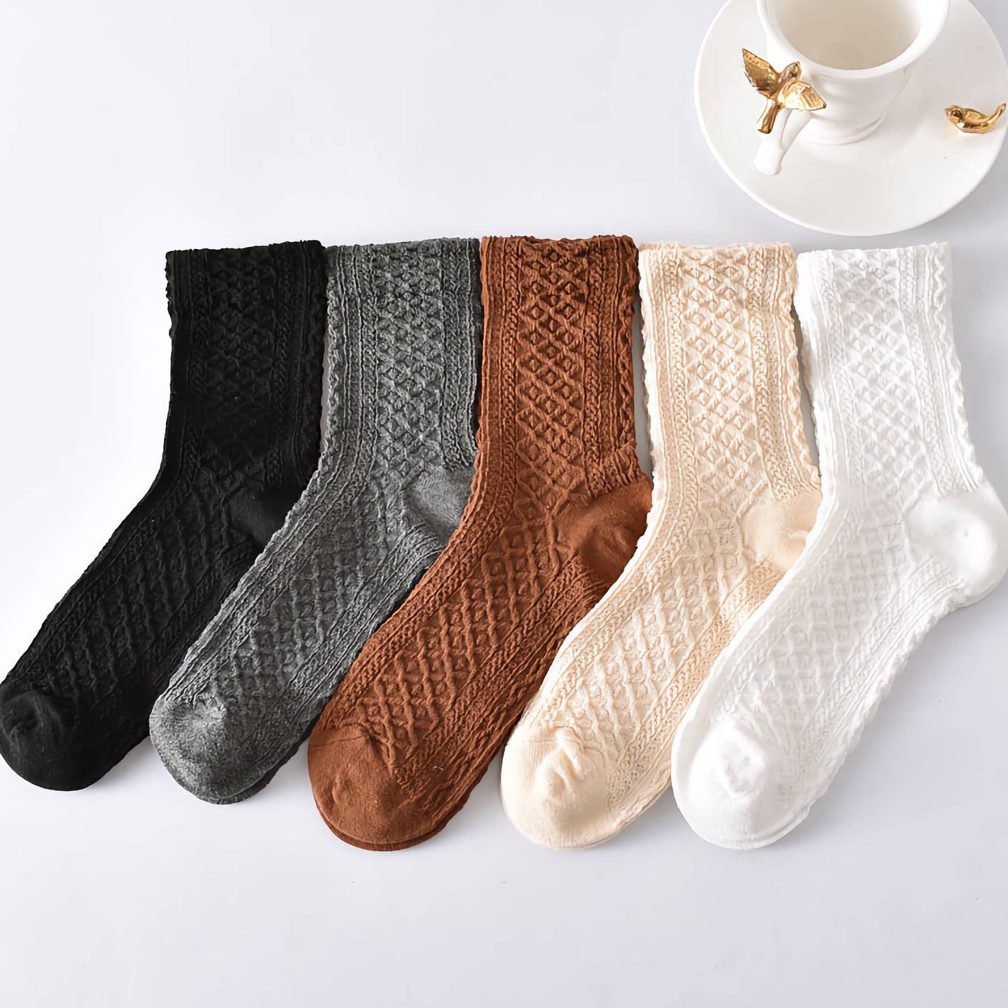 Classic Solid Color Retro Cotton Socks (Multiple Colors)