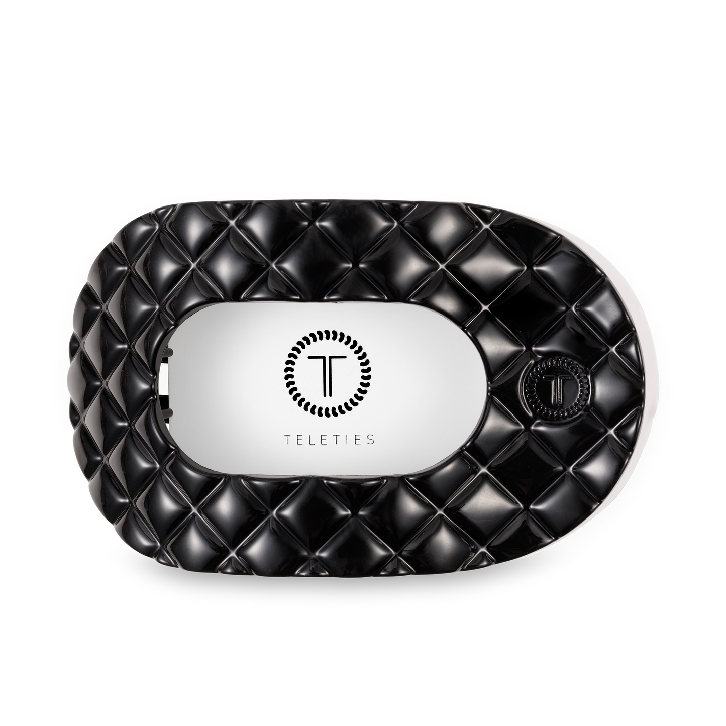 Flat Round Hair Clip | Jet Black Quilted |Large
