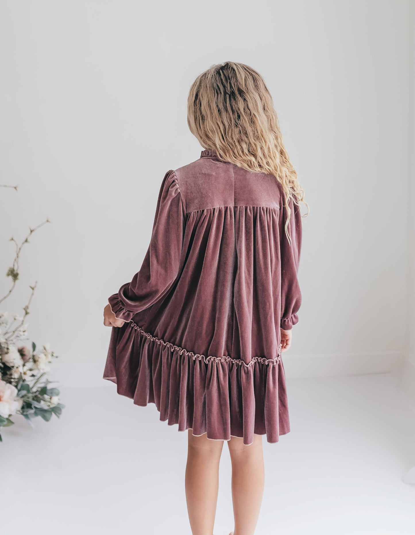 Dusty Rose Velvet Dress (Kids)