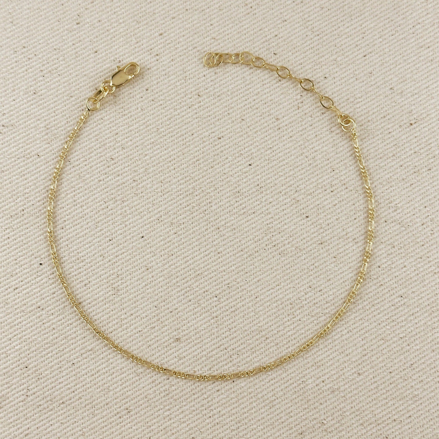 18k Gold Filled Figaro Chain Anklet (1.5mm wide)