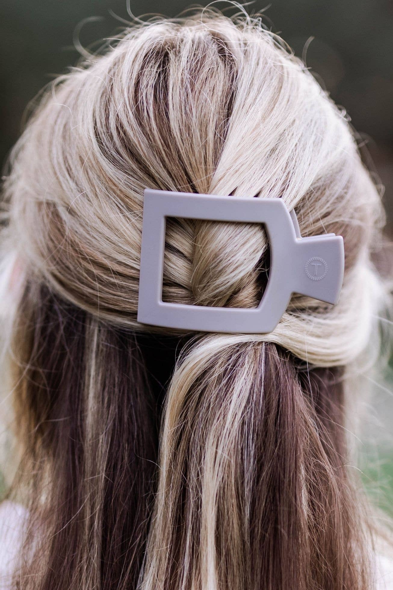 Square Flat Hair Clip | Silver Flames |Medium