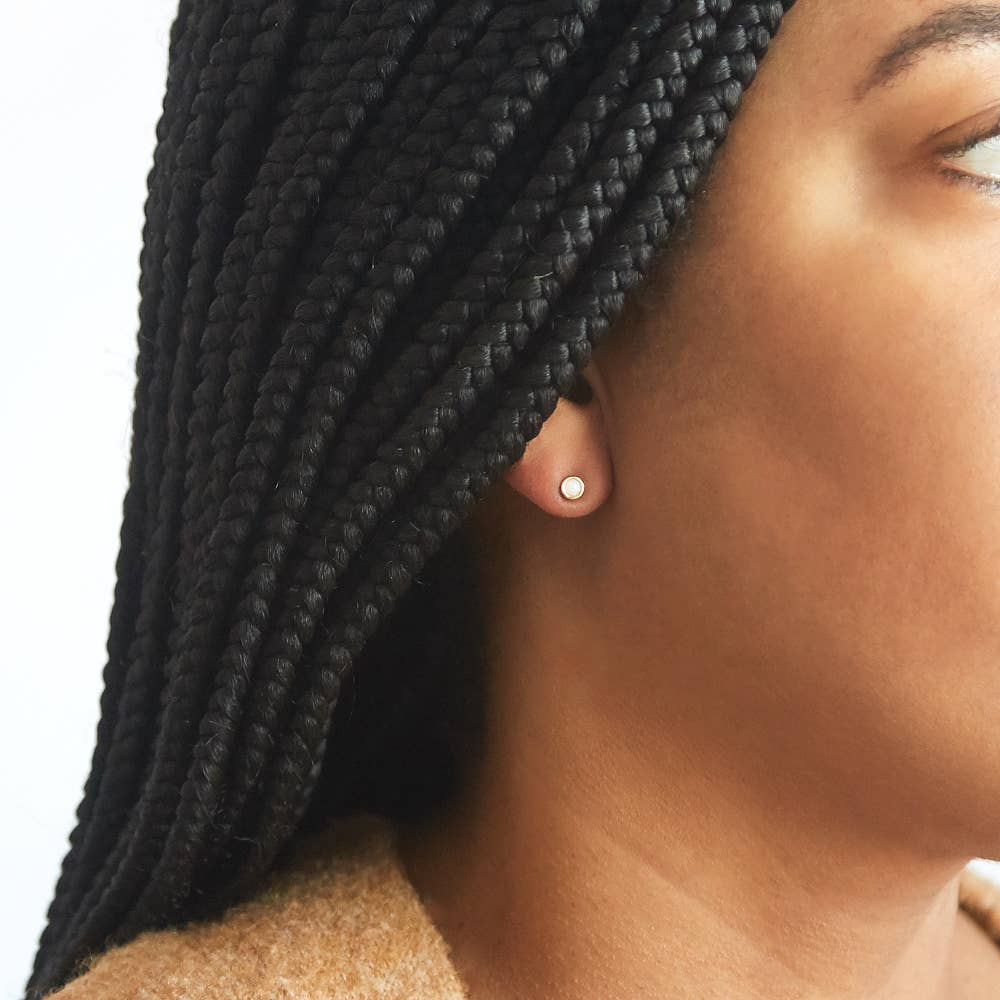 Round Opal Stud Earrings