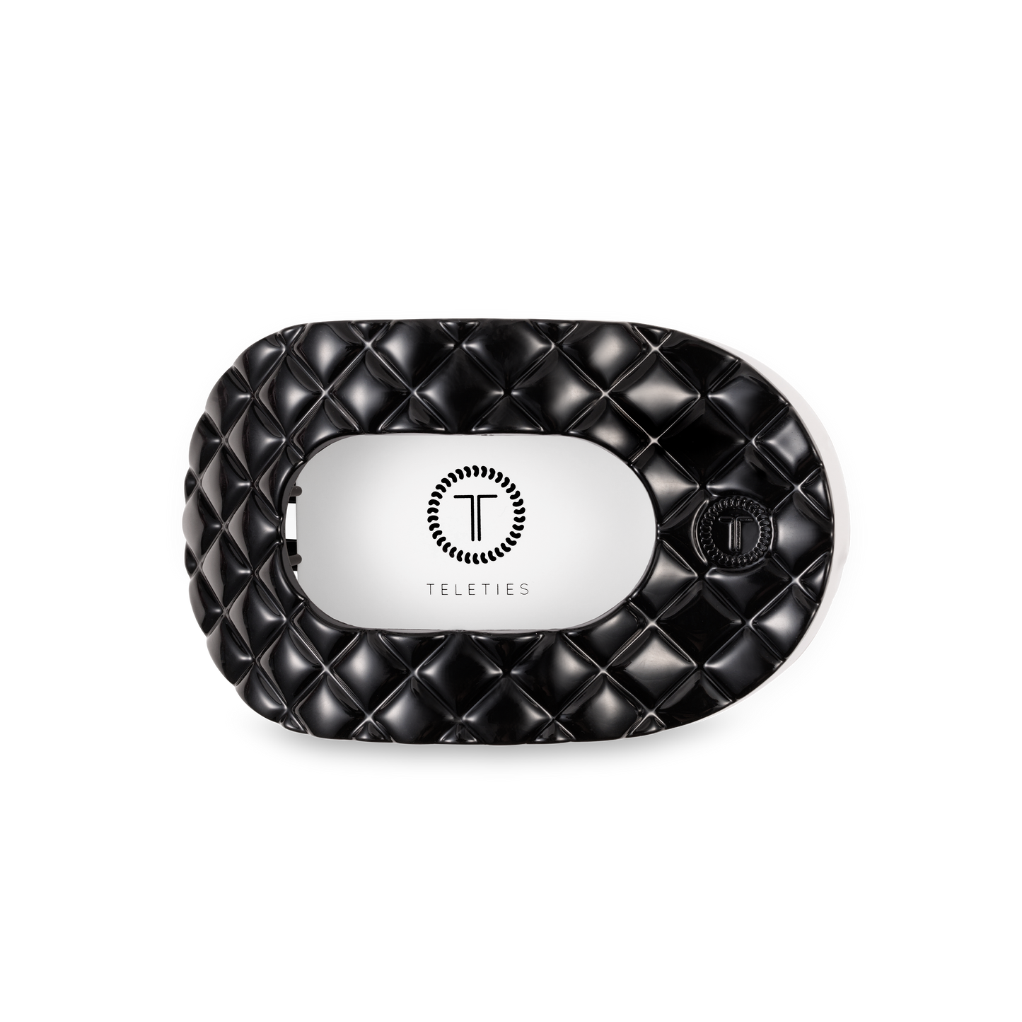 Flat Round Hair Clip | Jet Black Quilted |Medium