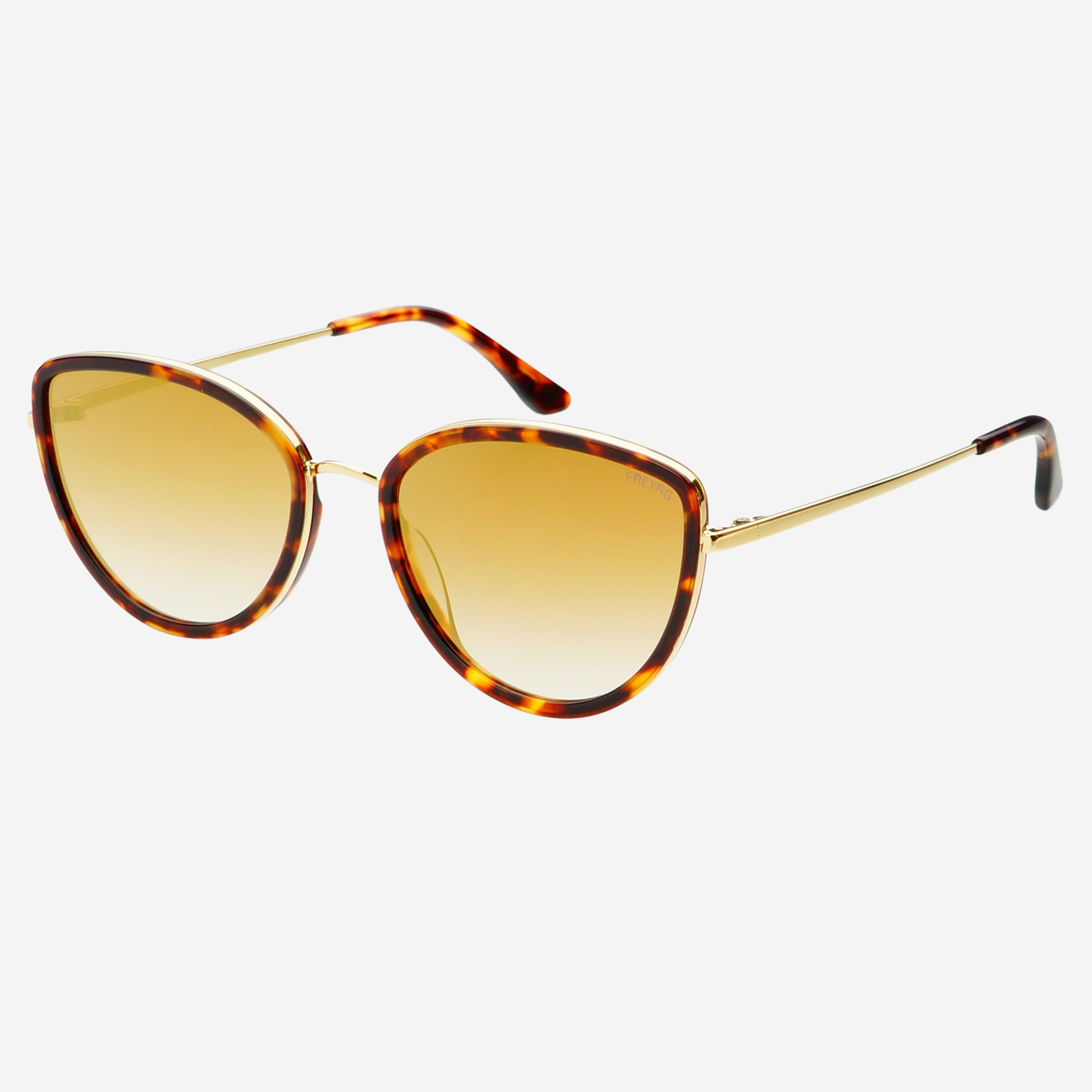 Luna Acetate Cat Eye Sunglasses, Tortoise/Gold Mirror