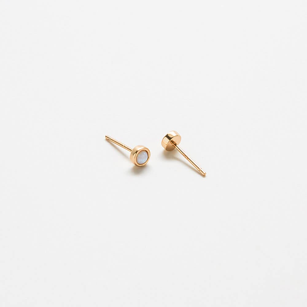Round Opal Stud Earrings