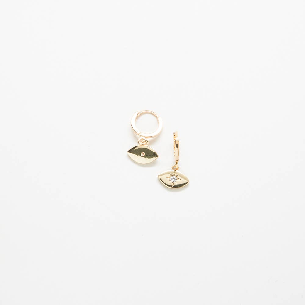 CZ Gold Eye Huggie Earrings