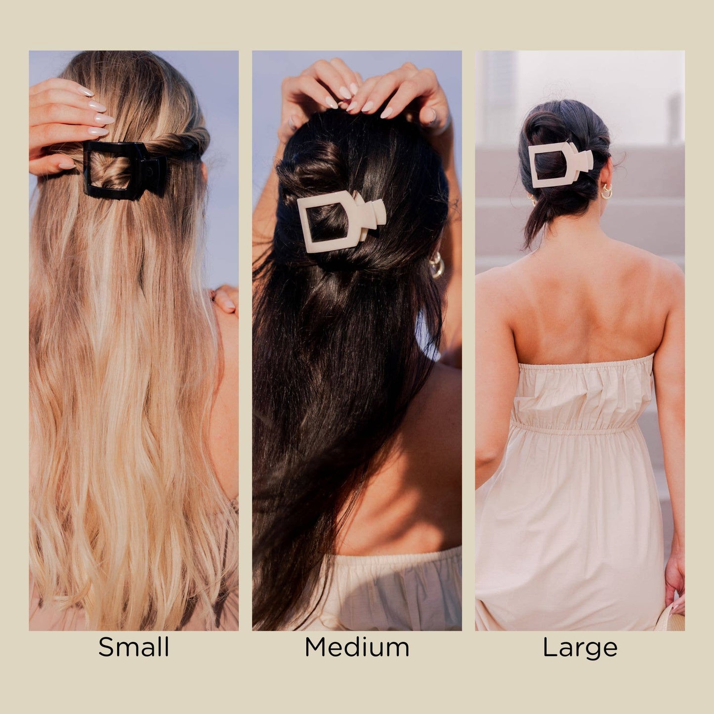 Blonde Tortoise Square Flat Hair Clip, Large