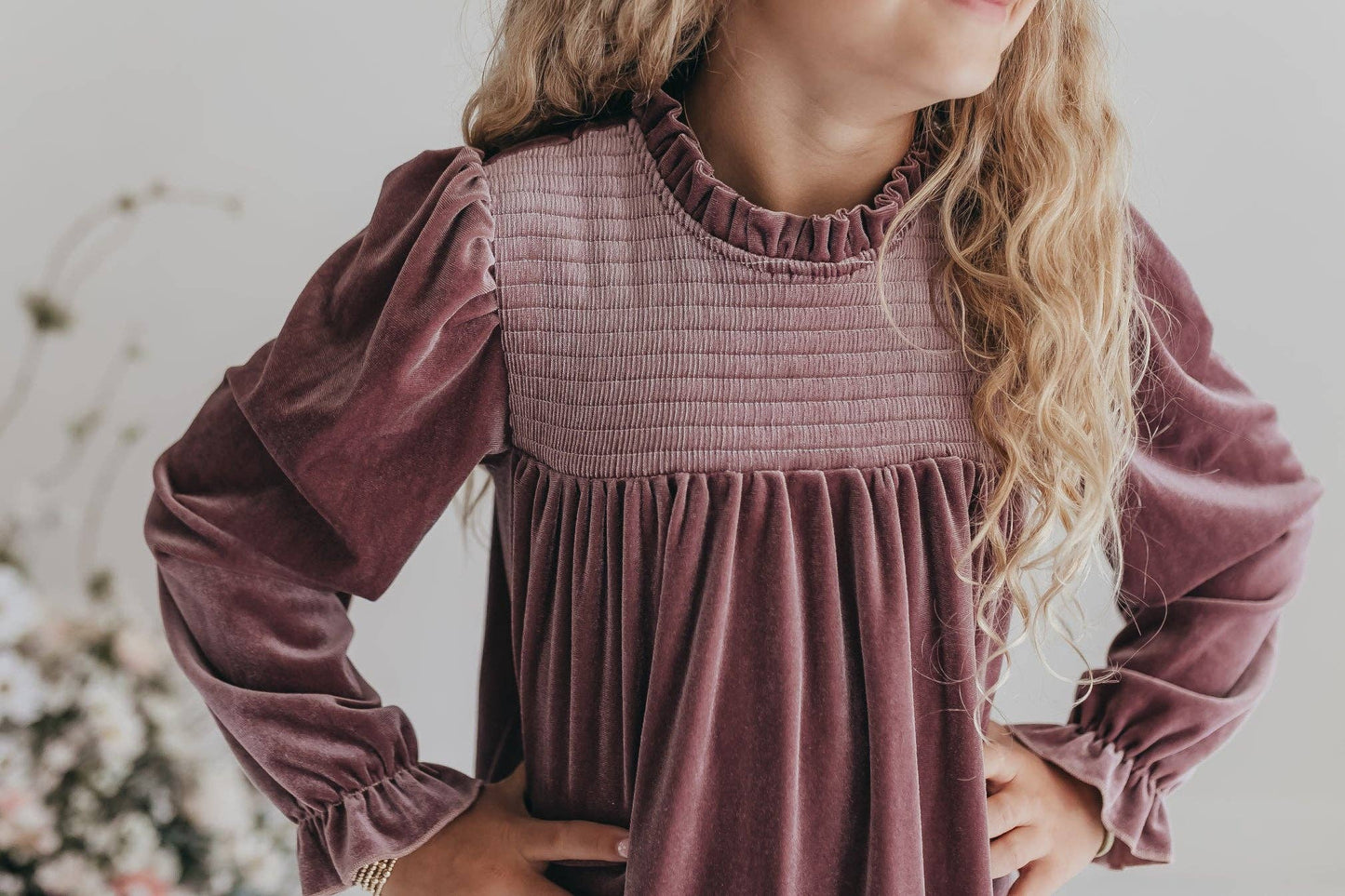 Dusty Rose Velvet Dress (Kids)