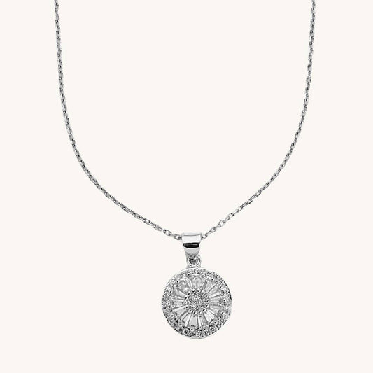 Antique Crystal Necklace- Silver