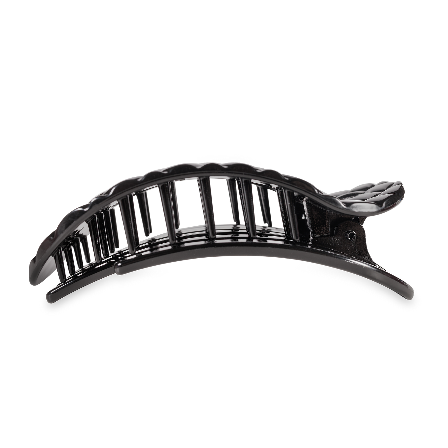 Flat Round Hair Clip | Jet Black Quilted |Large