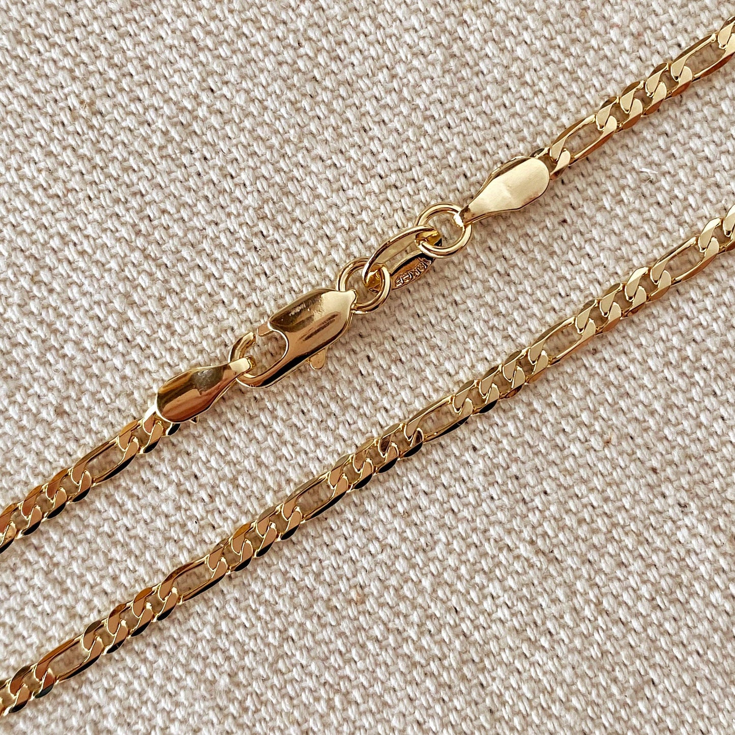Flat Figaro Chain Anklet, 18k Gold Filled (9 inches)