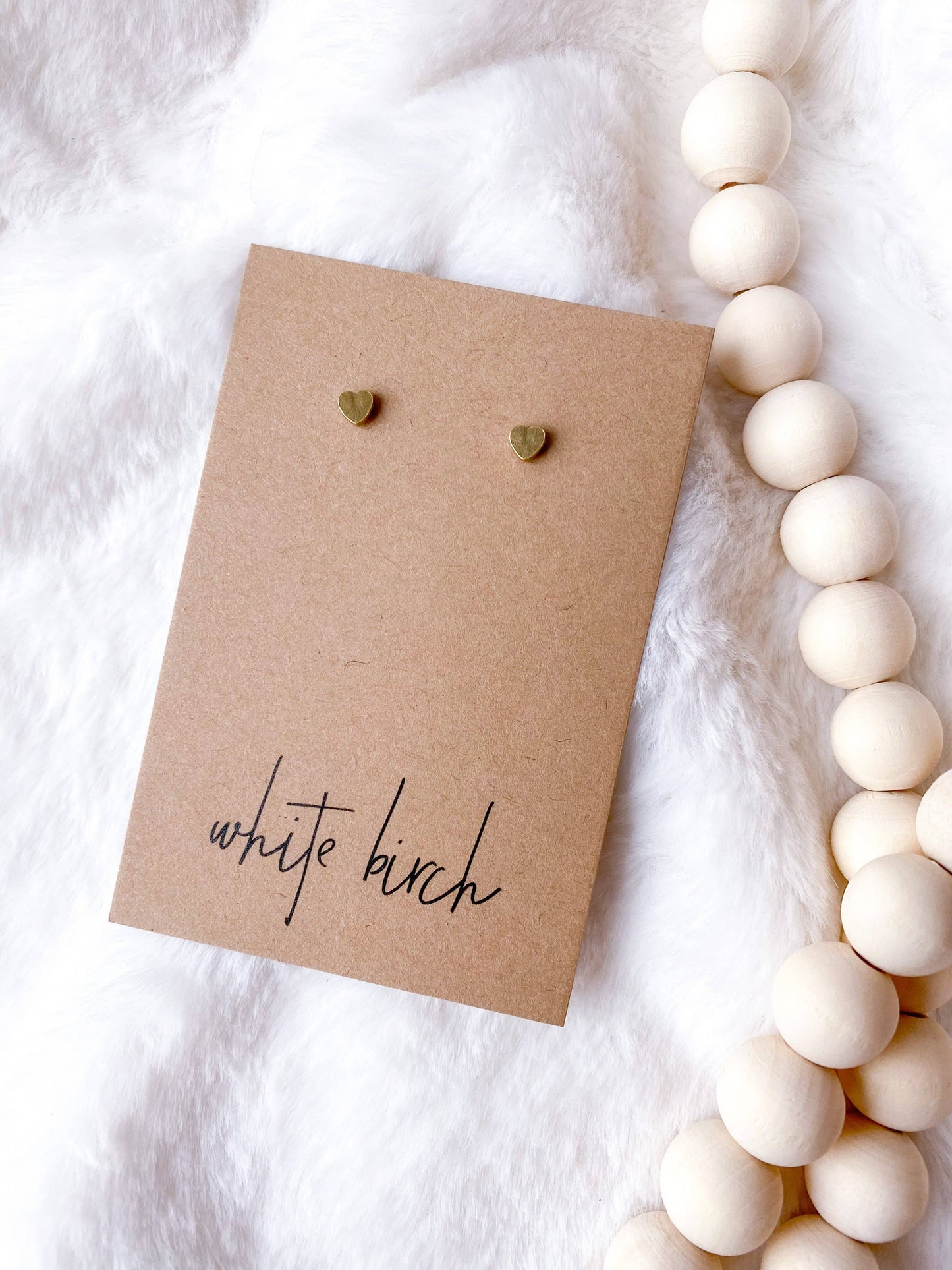 Mini Brass Heart Stud Earrings