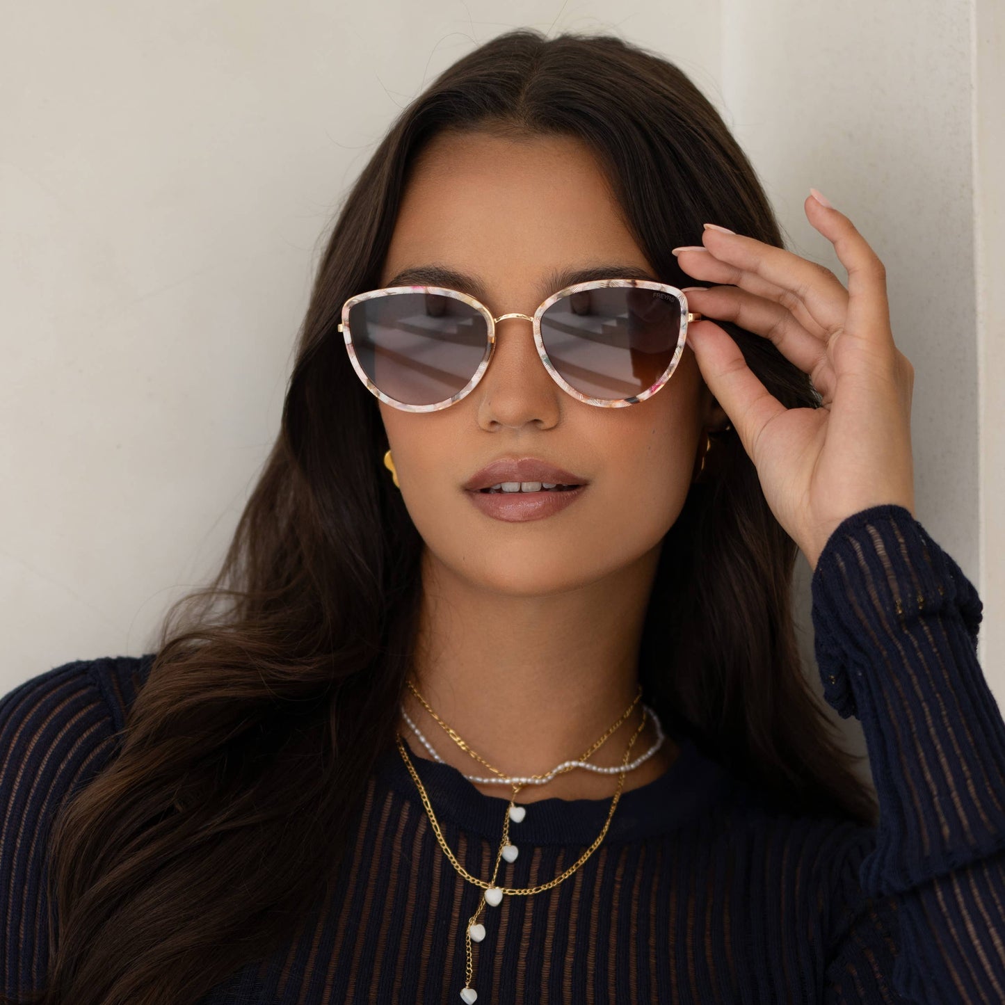 Luna Acetate Cat Eye Sunglasses, Rose Tortoise