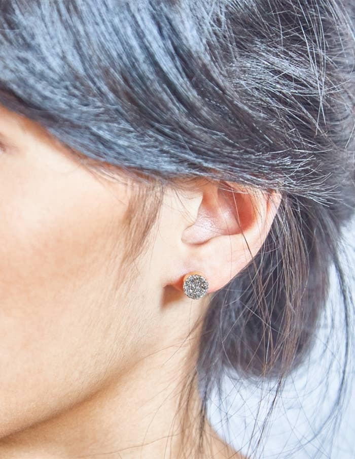 Silver Druzy Stud Earrings