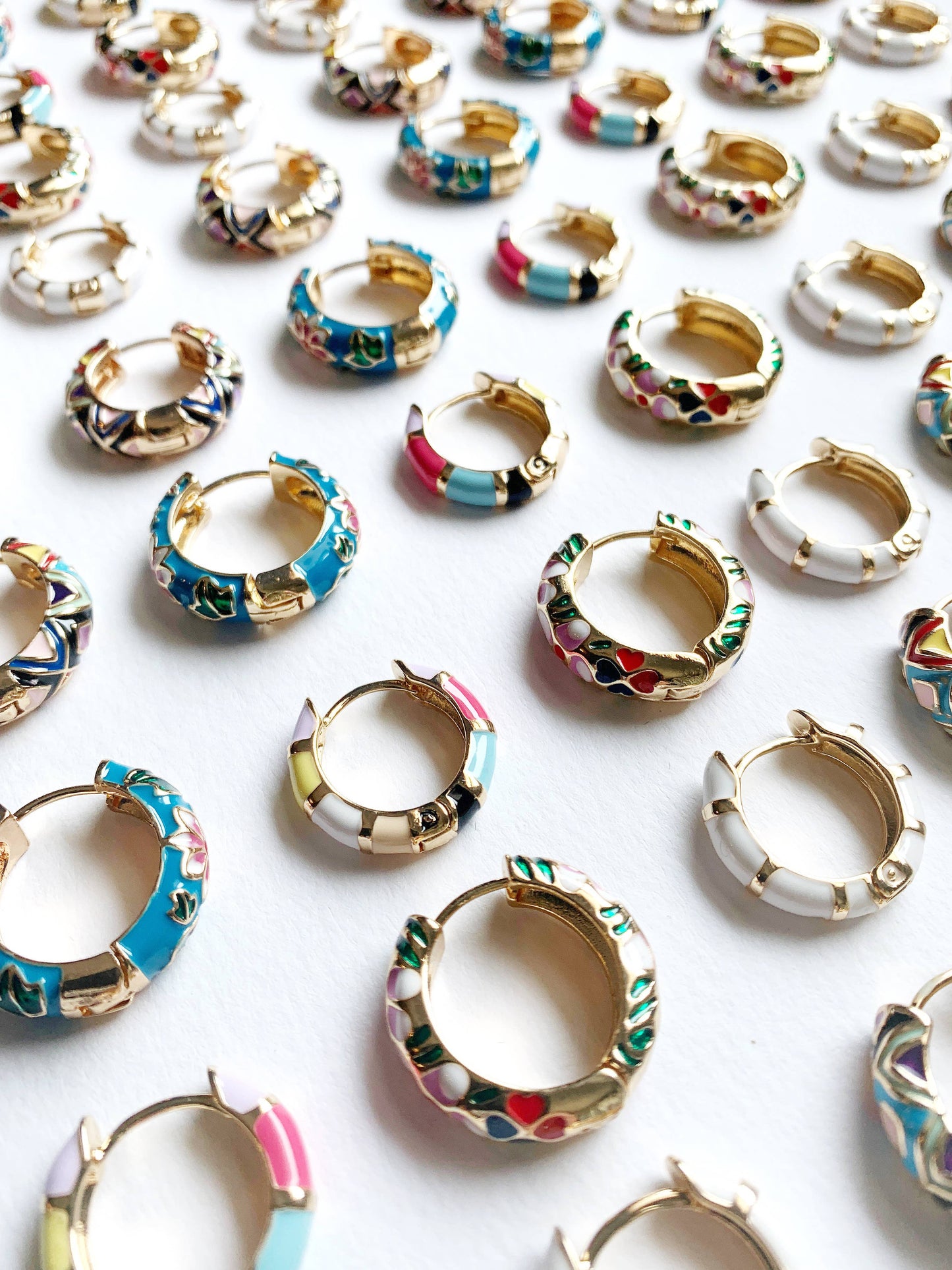 Blue Flower Hoops