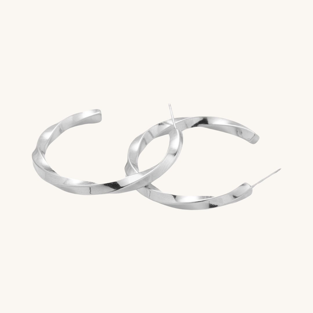 Madrid Silver Twist Hoops