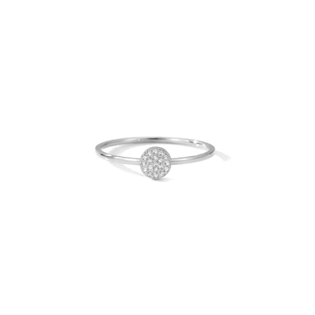 Lou Circle Pave Gem Ring- Waterproof Silver