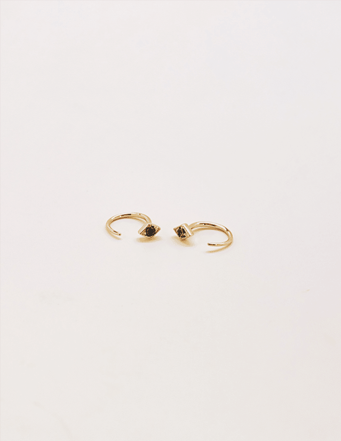 Black Pave Open Hoop Earrings