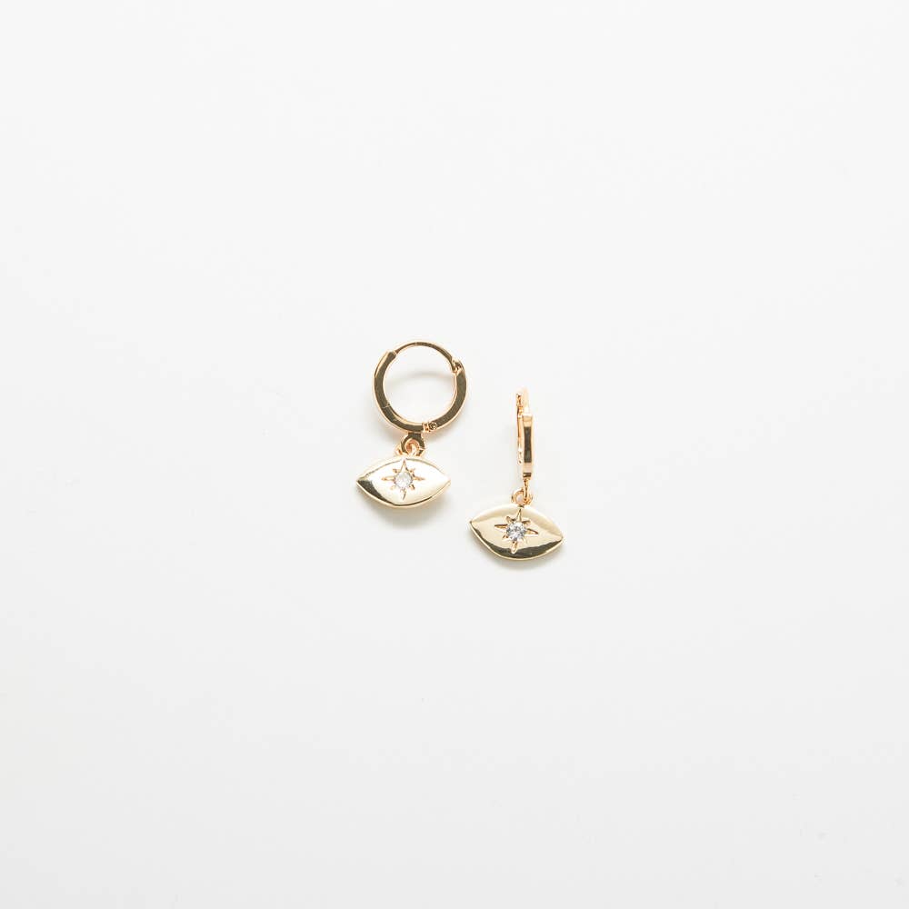 CZ Gold Eye Huggie Earrings