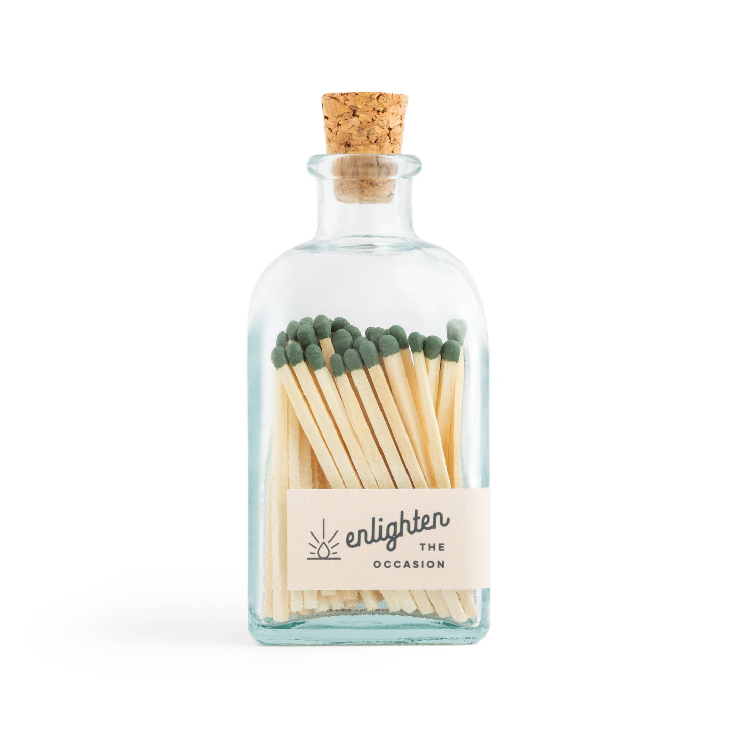 4 oz Corked Sea Glass Jar with Green Matchsticks