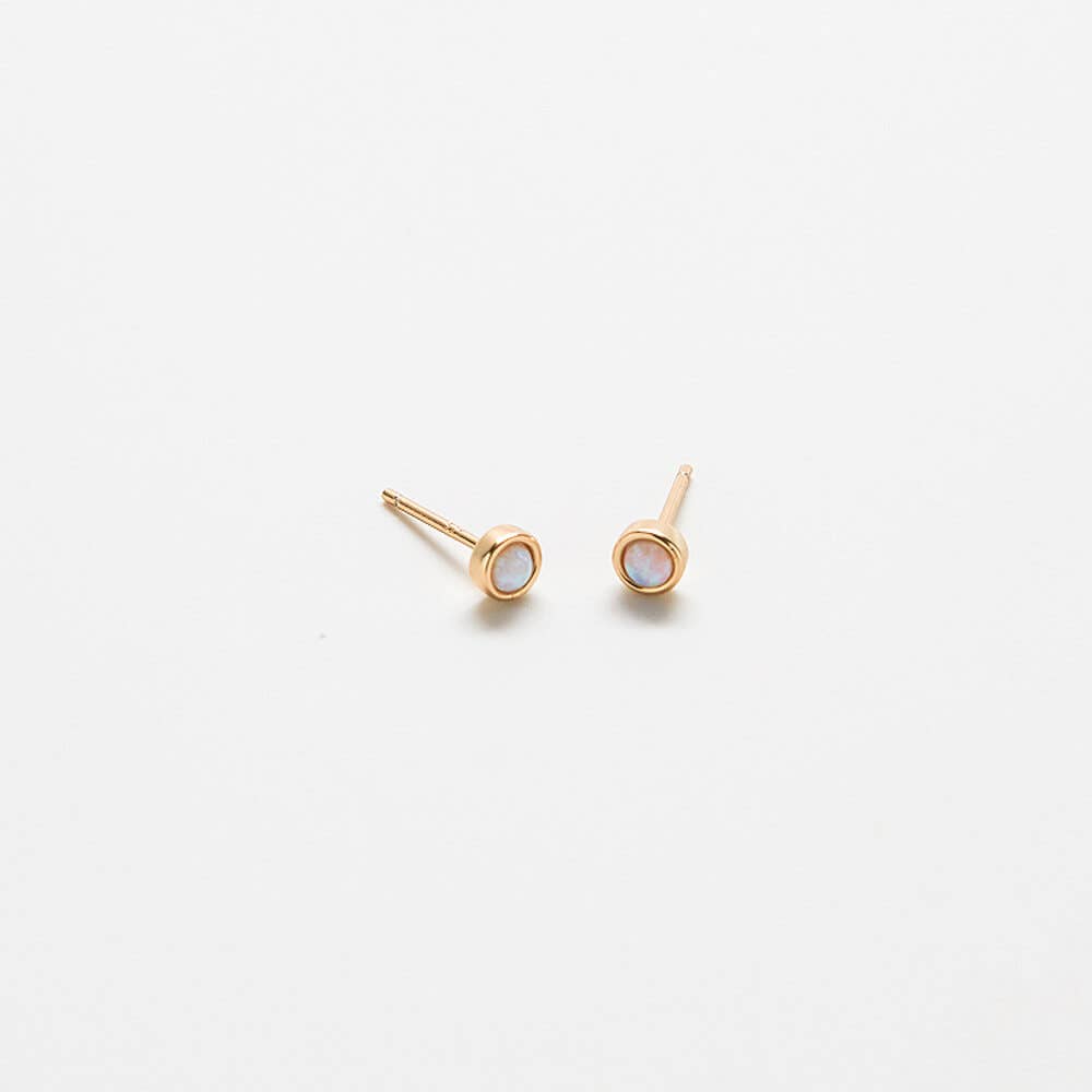 Round Opal Stud Earrings