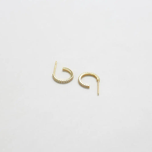 Gold Vermeil Mini Pave Hoop Earrings