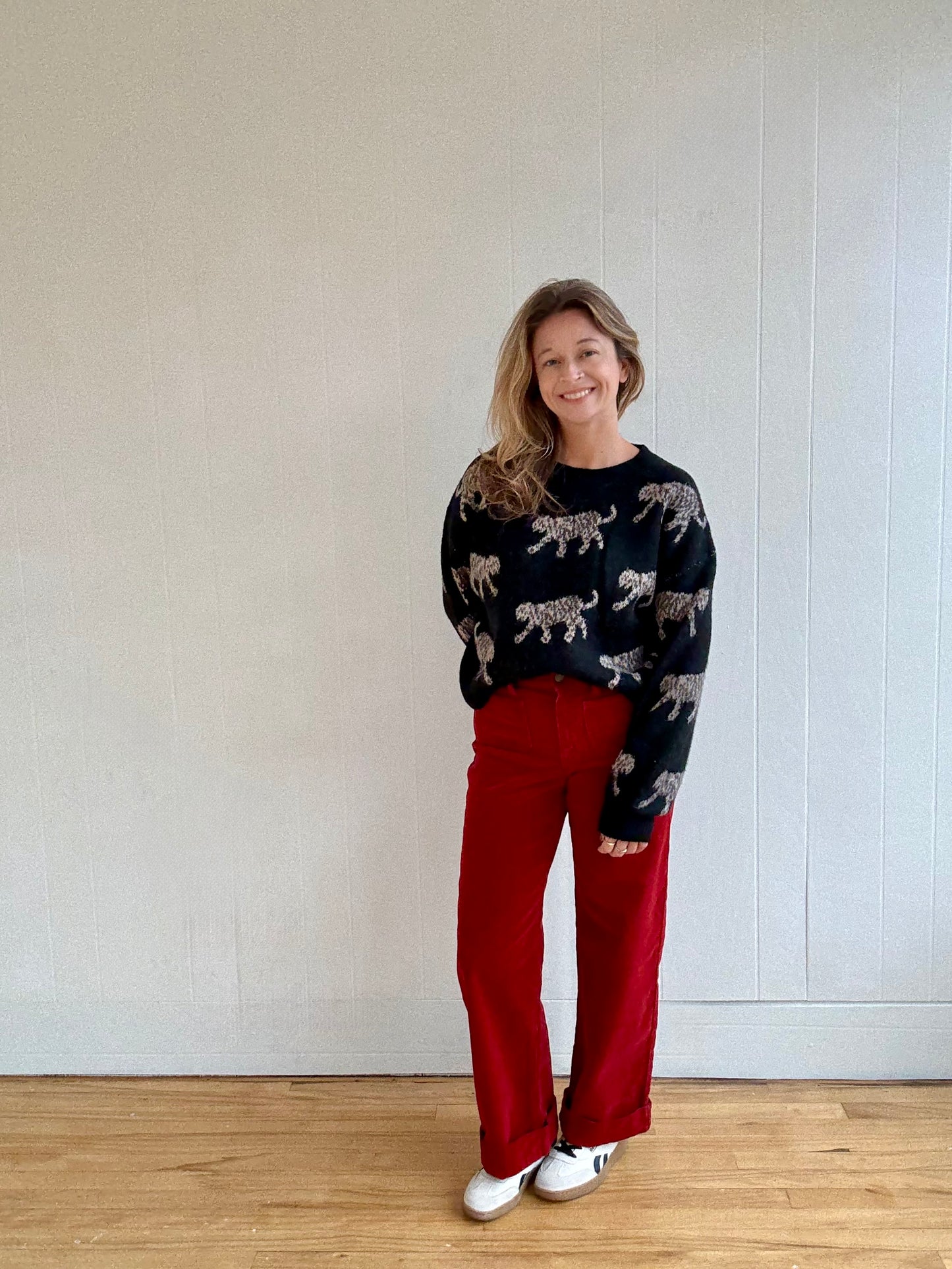 Crimson Corduroy Wide Leg Pant