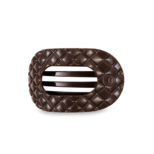 Flat Round Hair Clip | Truly Taupe Quilted |Medium