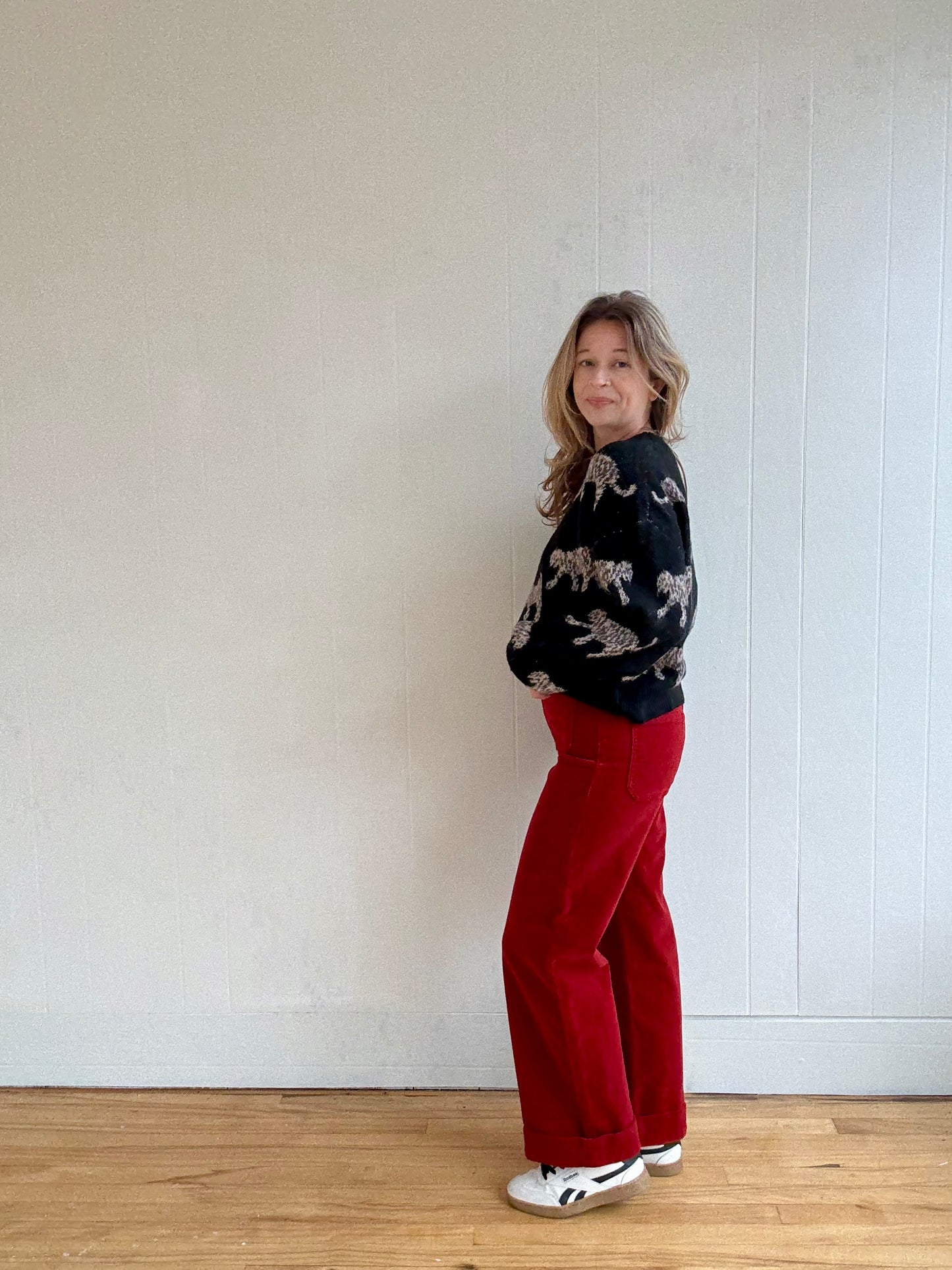 Crimson Corduroy Wide Leg Pant
