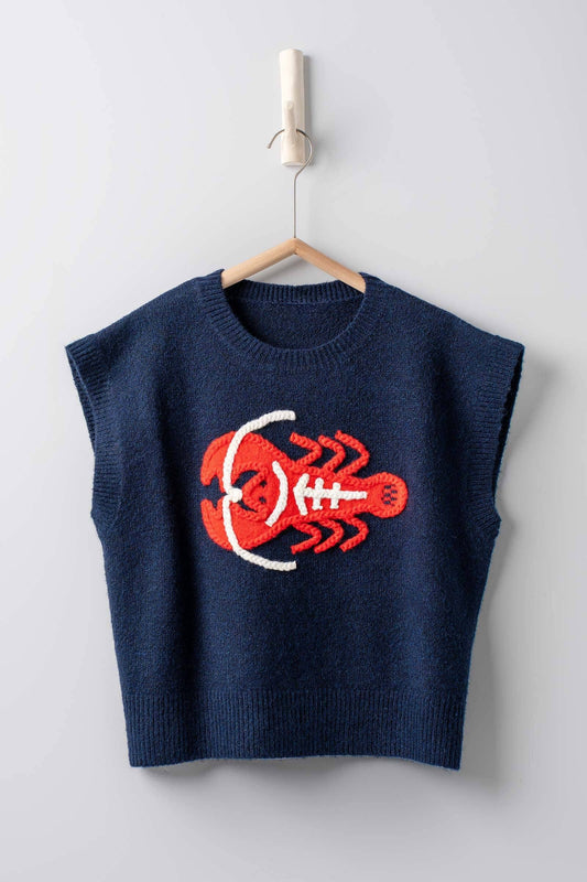 Coastal Lobster Knit Top, Navy